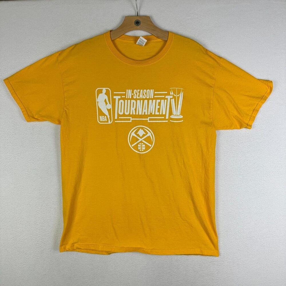 Denver Nuggets T Shirt Mens In Season Tournament Championship Yellow Size Large